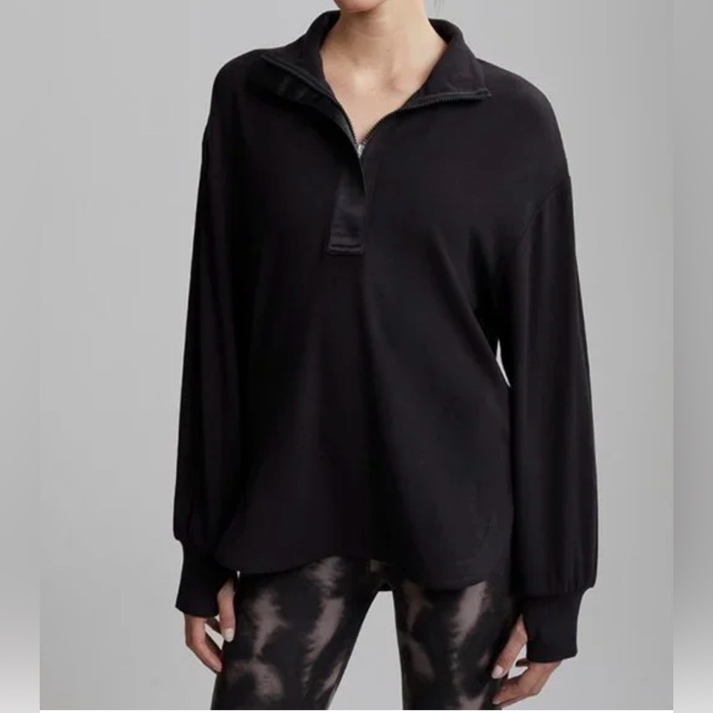 🐰 Varley Roeder Half Zip Midlayer Pullover Black Small NWT Satin Trim Small